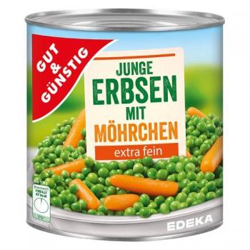 Erbsen jung extra fein mit Möhrchen G&G 800g Dose